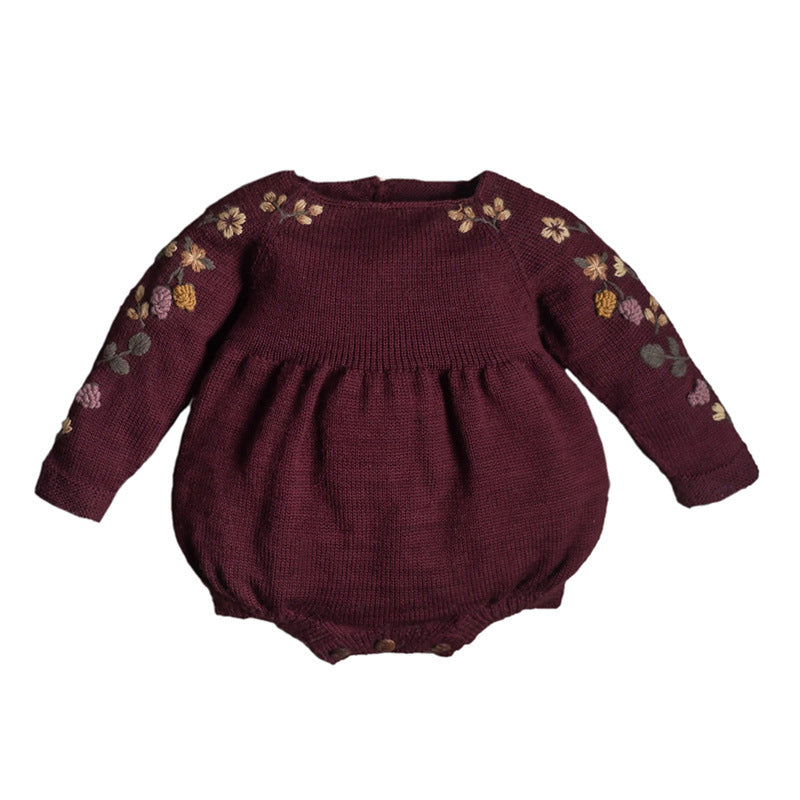 Baby Embroidery Long Sleeve Butt Wrap Wool Clothes