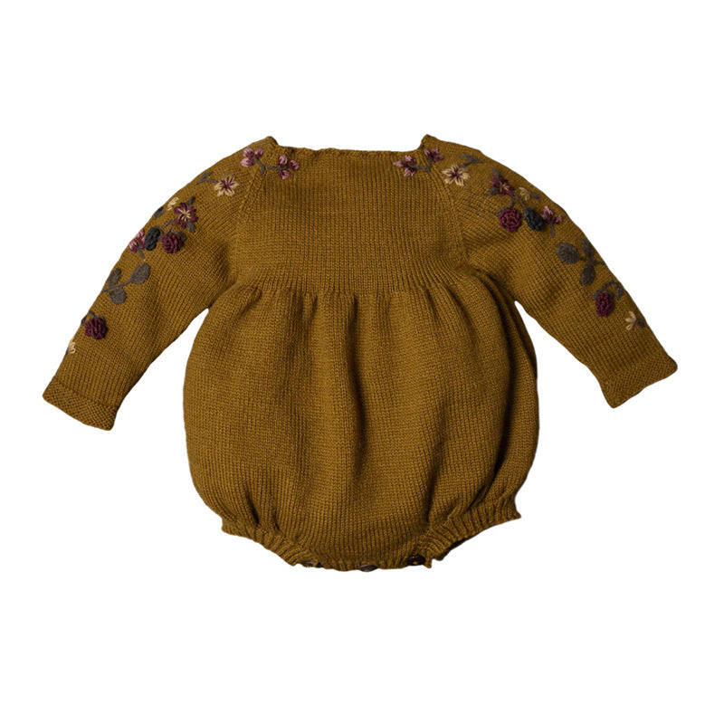 Baby Embroidery Long Sleeve Butt Wrap Wool Clothes